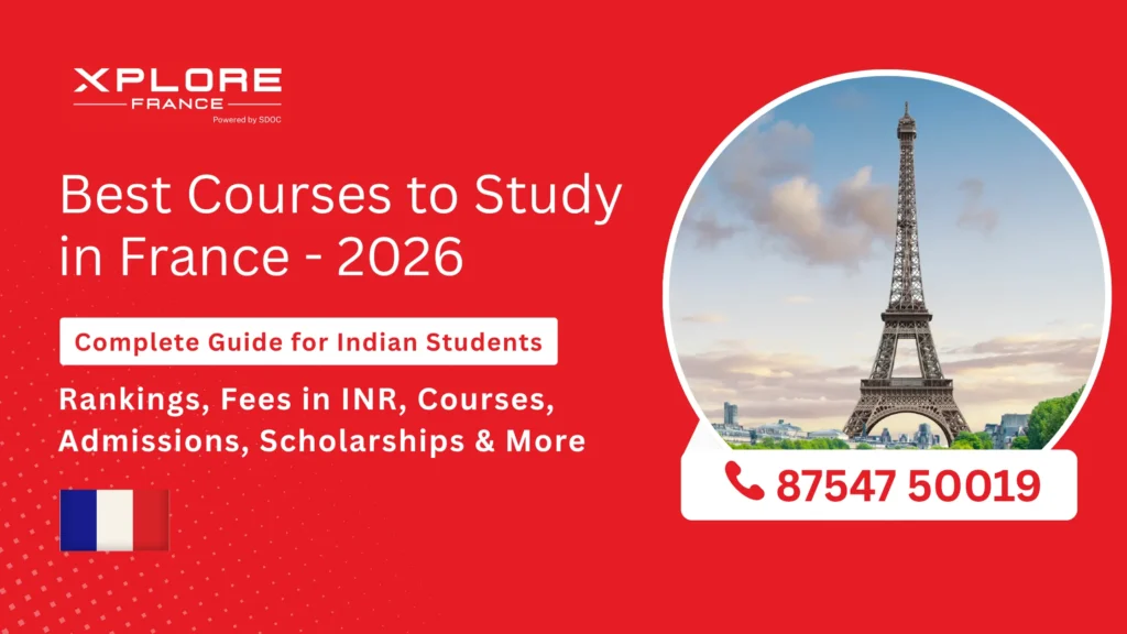 Indian students exploring the best courses to study in France including MBA, Engineering, Data Science, and Hospitality Management